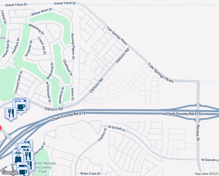 map of restaurants, bars, coffee shops, grocery stores, and more near 7446 Mason Springs Avenue in North Las Vegas