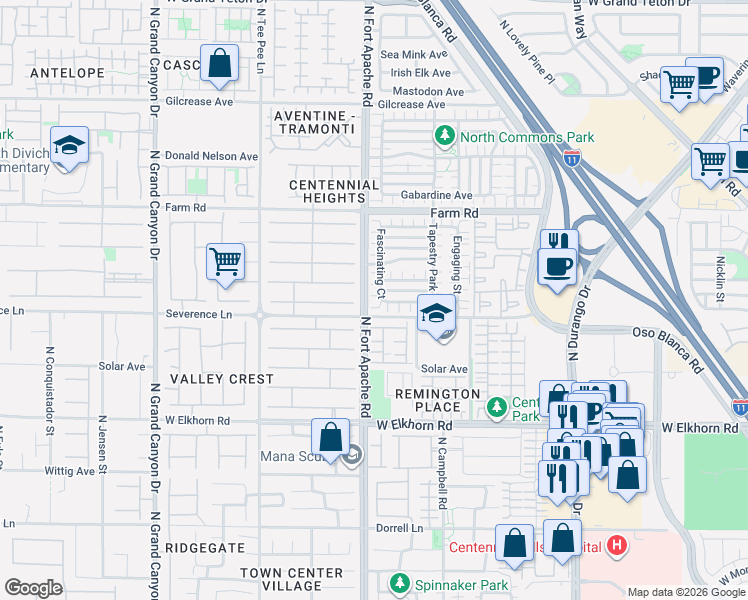 map of restaurants, bars, coffee shops, grocery stores, and more near 7405 Delicious Court in Las Vegas