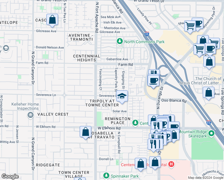 map of restaurants, bars, coffee shops, grocery stores, and more near 9068 West Alluring Avenue in Las Vegas