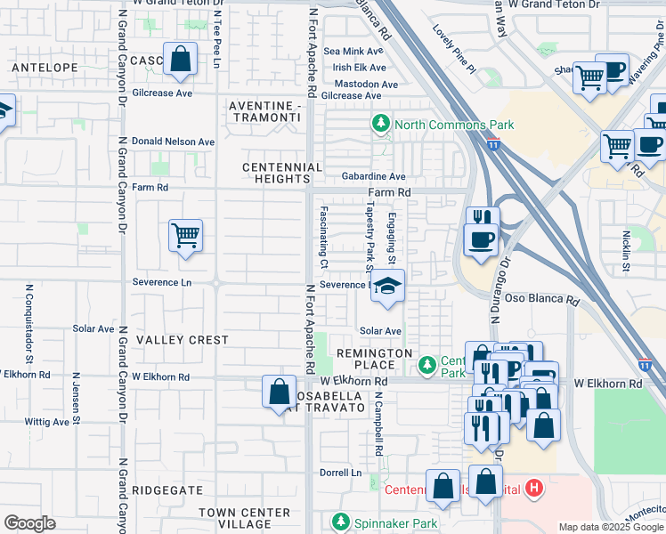 map of restaurants, bars, coffee shops, grocery stores, and more near 9140 West Alluring Avenue in Las Vegas