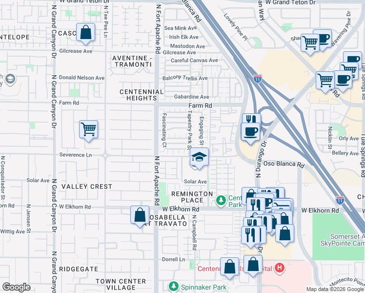 map of restaurants, bars, coffee shops, grocery stores, and more near 9068 West Alluring Avenue in Las Vegas
