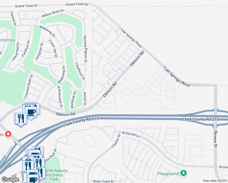 map of restaurants, bars, coffee shops, grocery stores, and more near Clayton Street in North Las Vegas