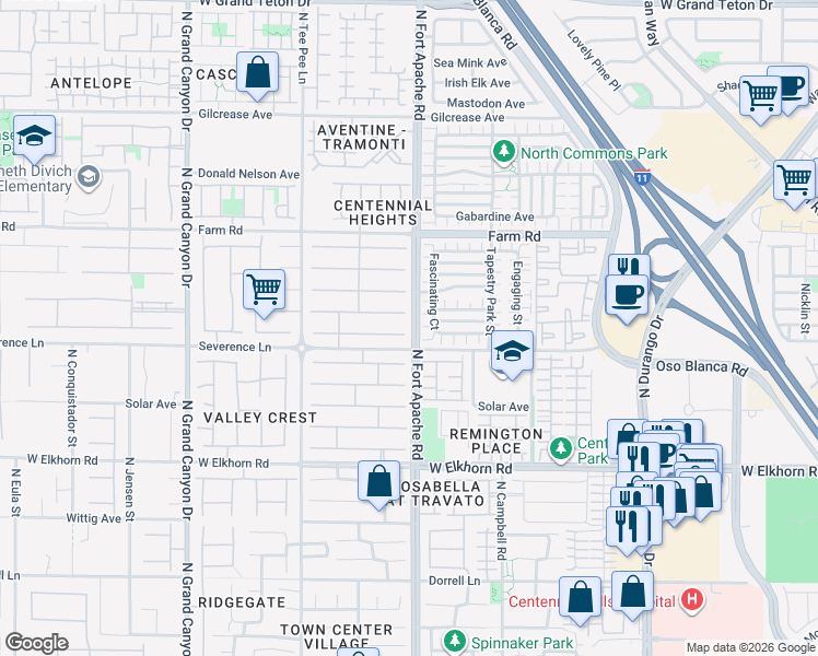 map of restaurants, bars, coffee shops, grocery stores, and more near 9212 Oxbow Lake Avenue in Las Vegas