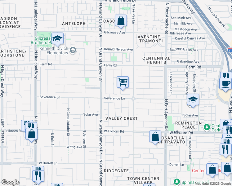 map of restaurants, bars, coffee shops, grocery stores, and more near 7332 Silver Valley Street in Las Vegas