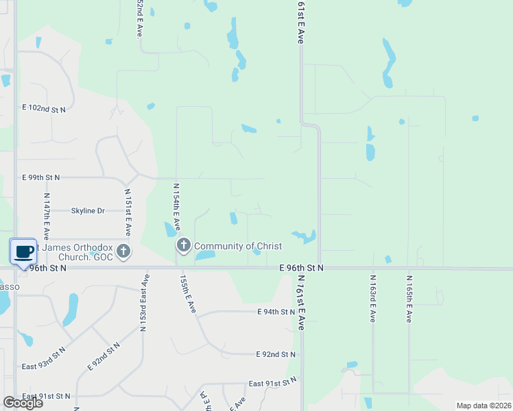 map of restaurants, bars, coffee shops, grocery stores, and more near 9697 North 157 East Avenue in Owasso