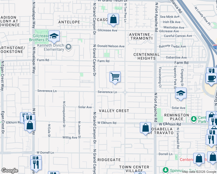 map of restaurants, bars, coffee shops, grocery stores, and more near 7332 Silver Valley Street in Las Vegas