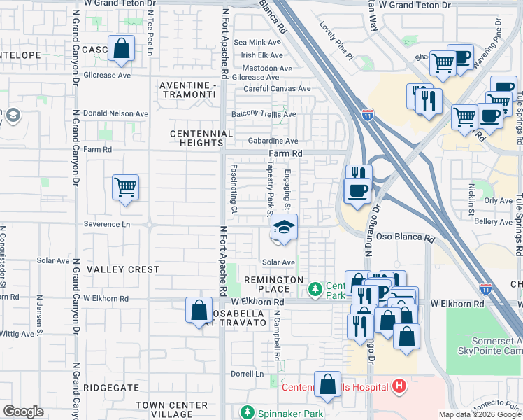 map of restaurants, bars, coffee shops, grocery stores, and more near 9065 Tantalizing Avenue in Las Vegas