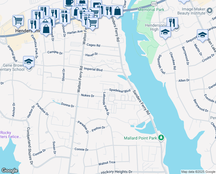 map of restaurants, bars, coffee shops, grocery stores, and more near 162 Cattail Lane in Hendersonville