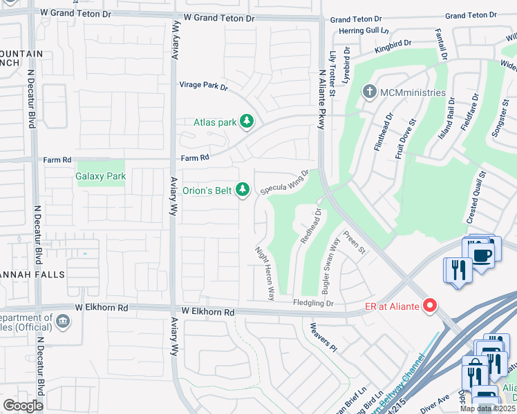 map of restaurants, bars, coffee shops, grocery stores, and more near 7434 Eggshell Drive in North Las Vegas