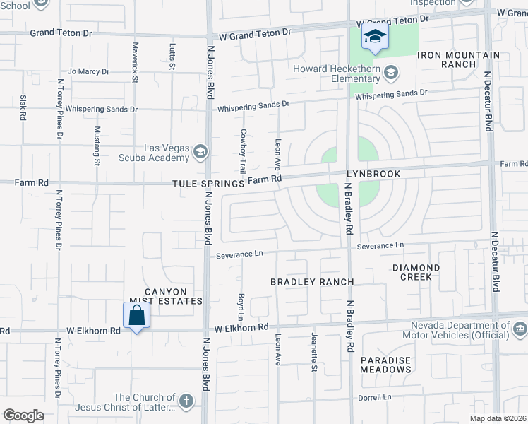 map of restaurants, bars, coffee shops, grocery stores, and more near 5822 Falling Stream Avenue in Las Vegas