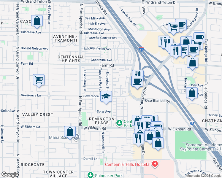 map of restaurants, bars, coffee shops, grocery stores, and more near 9009 Agreeable Court in Las Vegas