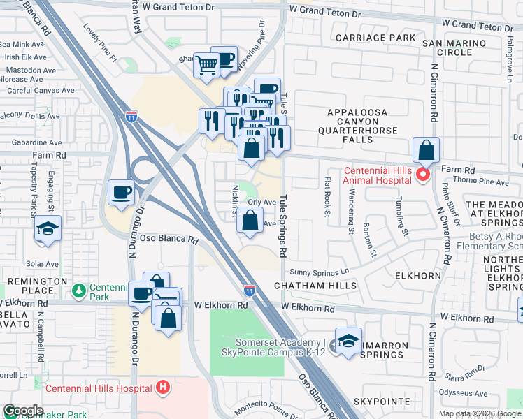 map of restaurants, bars, coffee shops, grocery stores, and more near 8436 West Trudeau Avenue in Las Vegas