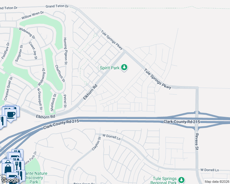 map of restaurants, bars, coffee shops, grocery stores, and more near Clayton Street in North Las Vegas