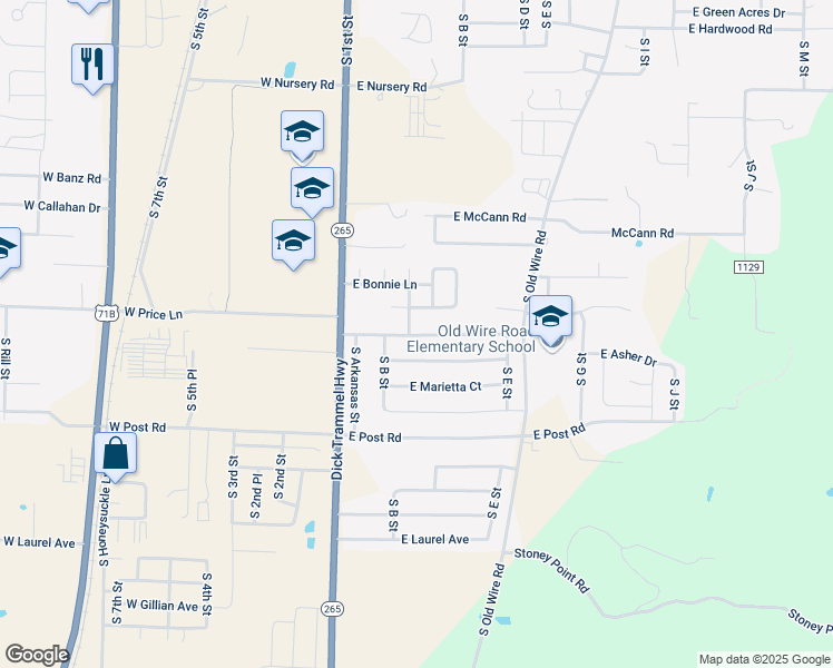 map of restaurants, bars, coffee shops, grocery stores, and more near 404 East Summerwood Court in Rogers