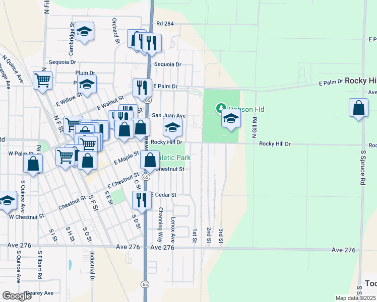 map of restaurants, bars, coffee shops, grocery stores, and more near 901 Rocky Hill Drive in Exeter