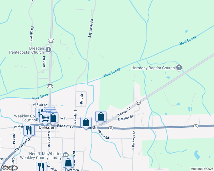 map of restaurants, bars, coffee shops, grocery stores, and more near 507 Taylor Street in Dresden
