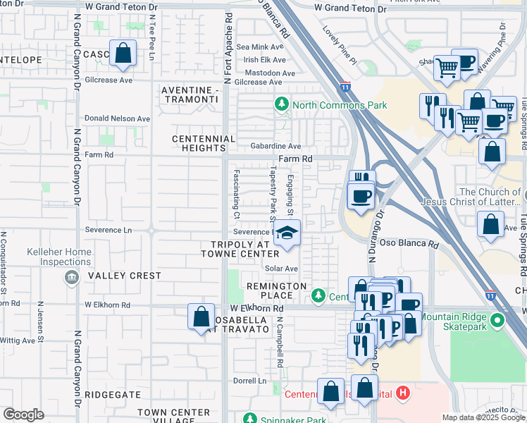 map of restaurants, bars, coffee shops, grocery stores, and more near 9068 Tantalizing Avenue in Las Vegas