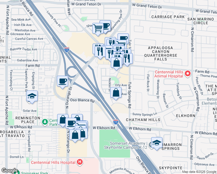 map of restaurants, bars, coffee shops, grocery stores, and more near 8509 West Kellman Avenue in Las Vegas