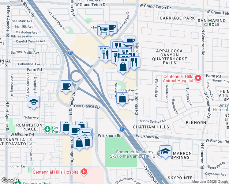 map of restaurants, bars, coffee shops, grocery stores, and more near 8509 West Kellman Avenue in Las Vegas