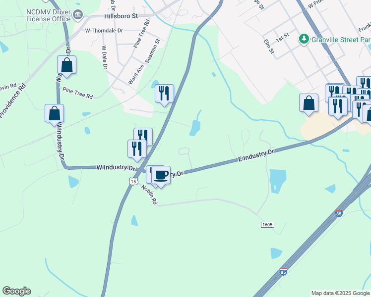 map of restaurants, bars, coffee shops, grocery stores, and more near 104 Coventry Drive in Oxford