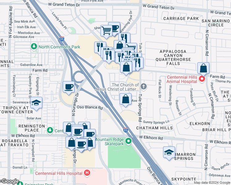 map of restaurants, bars, coffee shops, grocery stores, and more near 8513 Orly Avenue in Las Vegas