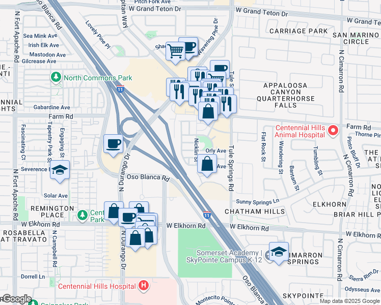 map of restaurants, bars, coffee shops, grocery stores, and more near 8513 Orly Avenue in Las Vegas