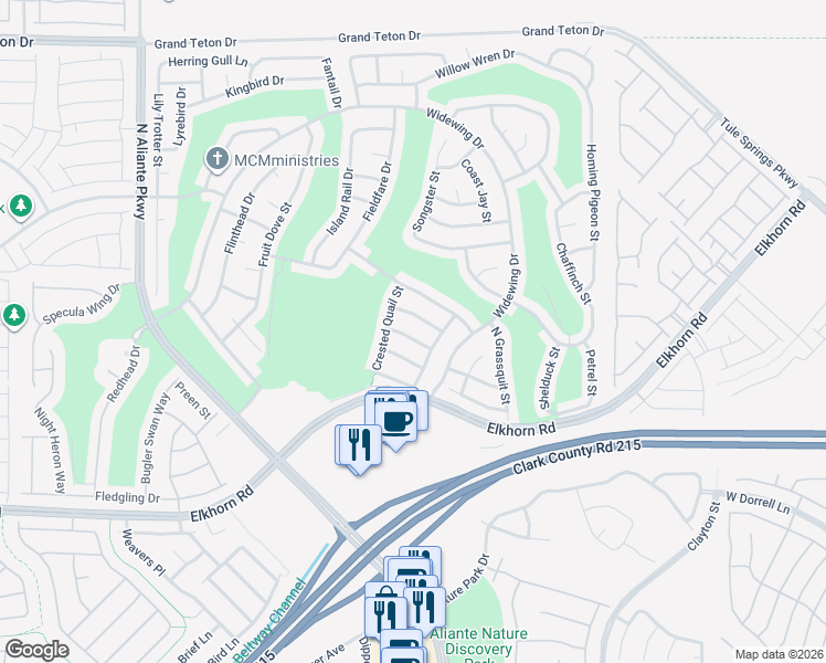 map of restaurants, bars, coffee shops, grocery stores, and more near 2724 Cheer Pheasant Avenue in North Las Vegas