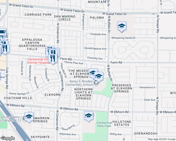 map of restaurants, bars, coffee shops, grocery stores, and more near 7732 White Grass Avenue in Las Vegas