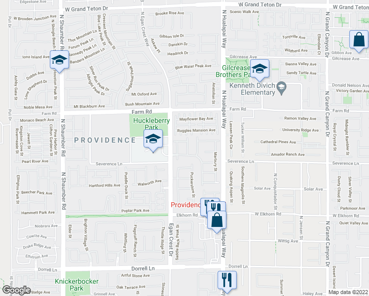 map of restaurants, bars, coffee shops, grocery stores, and more near 7430 Olmstead Street in Las Vegas