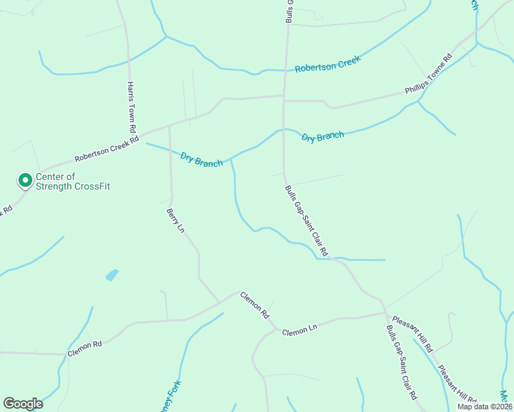 map of restaurants, bars, coffee shops, grocery stores, and more near 921 Bulls Gap-Saint Clair Road in Bulls Gap