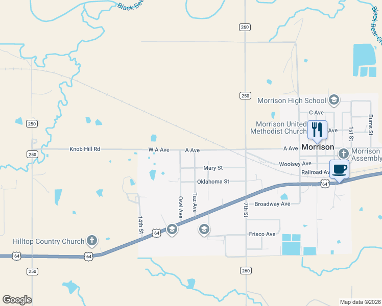 map of restaurants, bars, coffee shops, grocery stores, and more near 102 Taz Avenue in Morrison