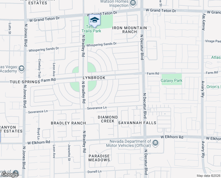map of restaurants, bars, coffee shops, grocery stores, and more near 7565 Splashing Rock Drive in Las Vegas