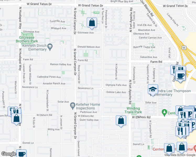 map of restaurants, bars, coffee shops, grocery stores, and more near 9408 Forest Edge Avenue in Las Vegas