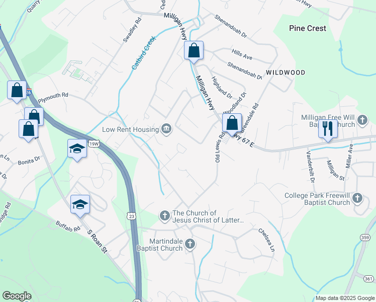 map of restaurants, bars, coffee shops, grocery stores, and more near 514 Pilgrim Court in Johnson City
