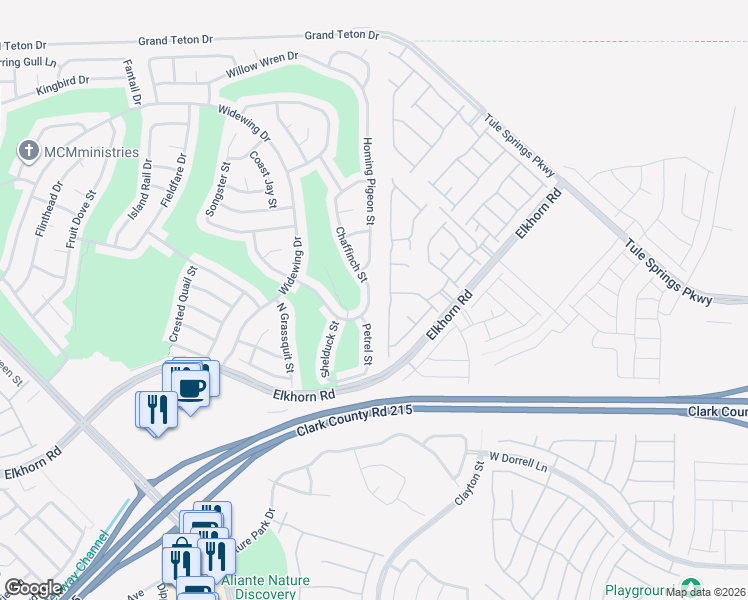 map of restaurants, bars, coffee shops, grocery stores, and more near 7452 Chaffinch Street in North Las Vegas