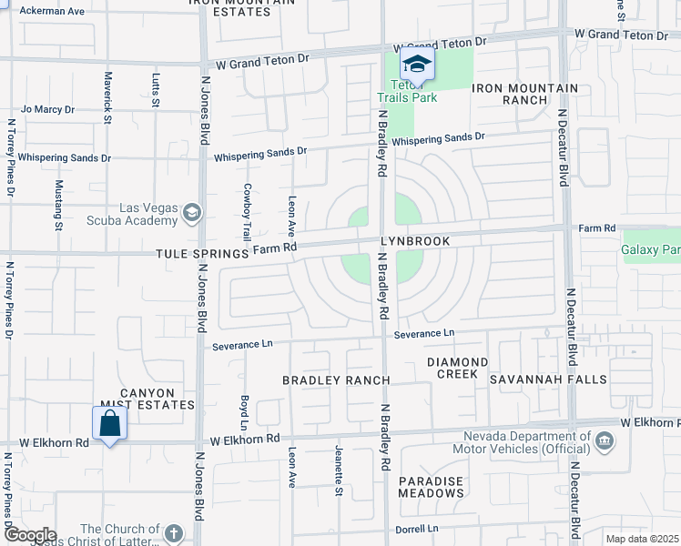 map of restaurants, bars, coffee shops, grocery stores, and more near 7543 Rainbow Spray Drive in Las Vegas