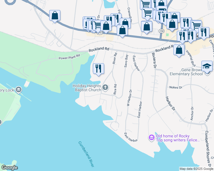 map of restaurants, bars, coffee shops, grocery stores, and more near 118 Rice Road in Hendersonville
