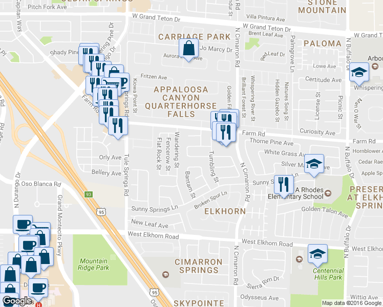 map of restaurants, bars, coffee shops, grocery stores, and more near 8136 Shady Glen Avenue in Las Vegas