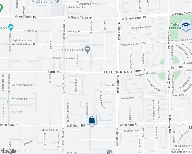 map of restaurants, bars, coffee shops, grocery stores, and more near 7560 Prancing Pony Court in Las Vegas