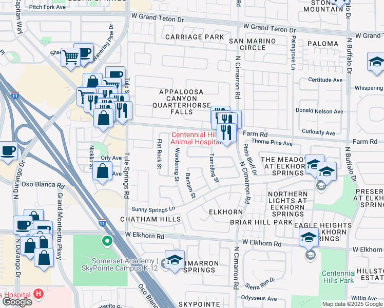map of restaurants, bars, coffee shops, grocery stores, and more near 8136 Shady Glen Avenue in Las Vegas