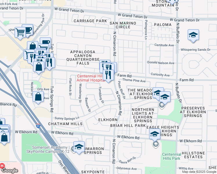 map of restaurants, bars, coffee shops, grocery stores, and more near 8012 Shady Glen Avenue in Las Vegas