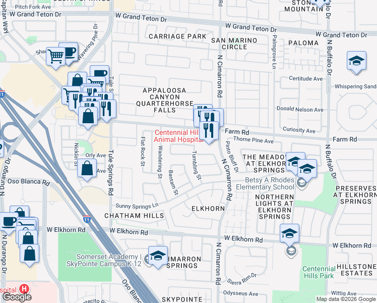map of restaurants, bars, coffee shops, grocery stores, and more near 8108 Shady Glen Avenue in Las Vegas