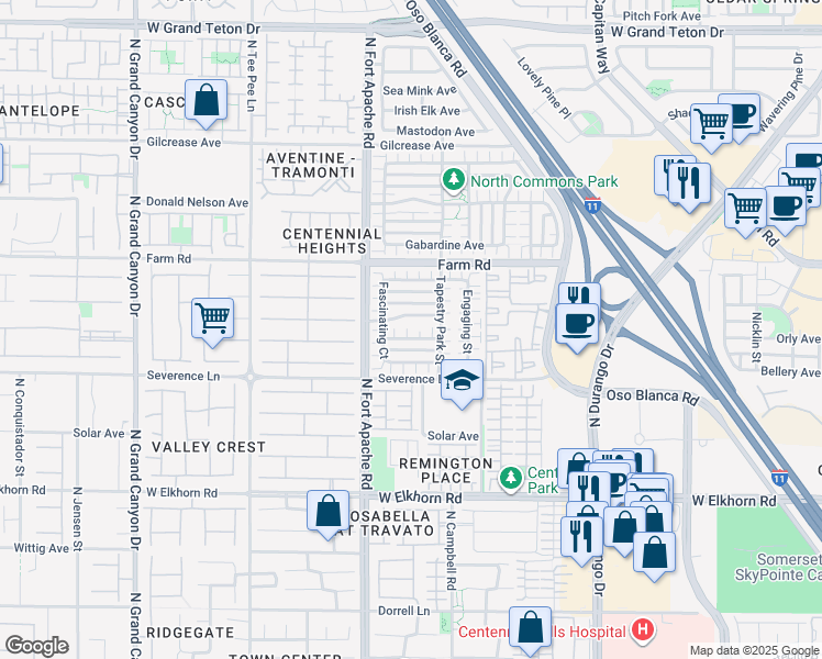 map of restaurants, bars, coffee shops, grocery stores, and more near 7460 Fancy Court in Las Vegas