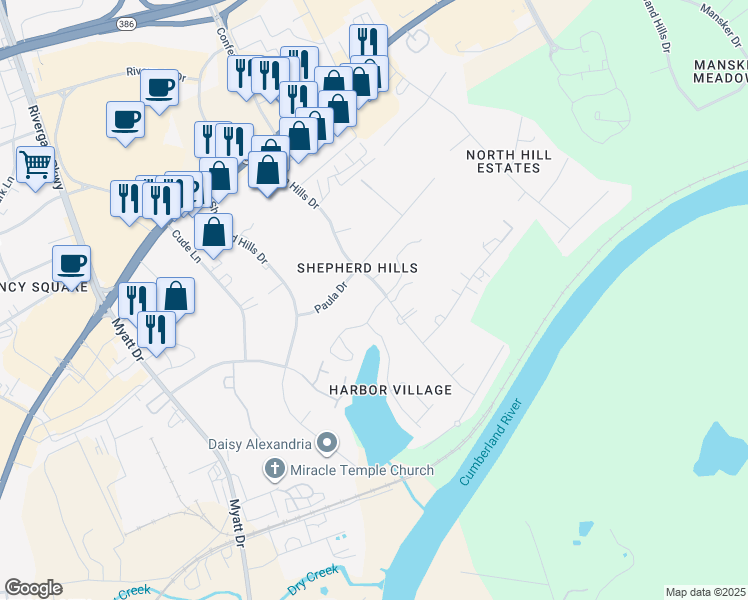 map of restaurants, bars, coffee shops, grocery stores, and more near 204 Twin Hills Drive in Madison