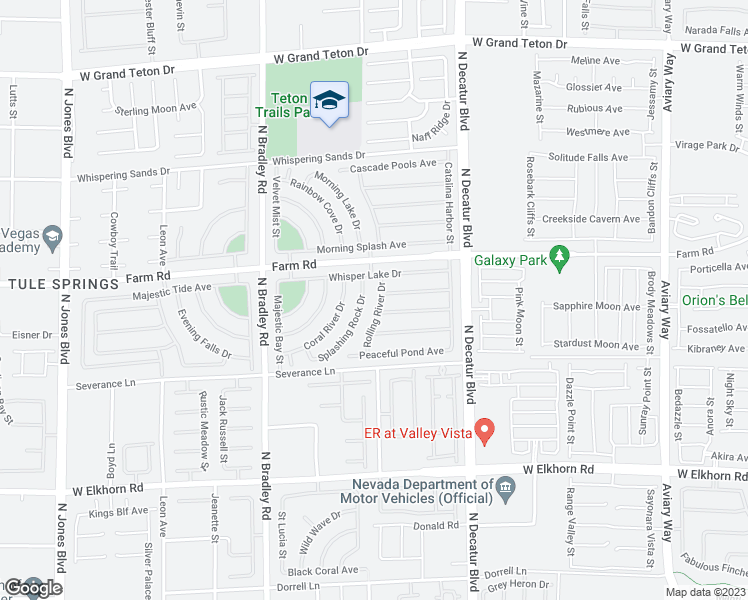 map of restaurants, bars, coffee shops, grocery stores, and more near 7571 Rolling River Drive in Las Vegas