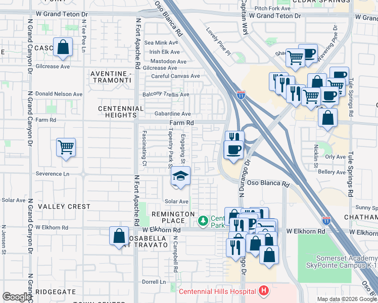 map of restaurants, bars, coffee shops, grocery stores, and more near 9005 Rejoicing Court in Las Vegas