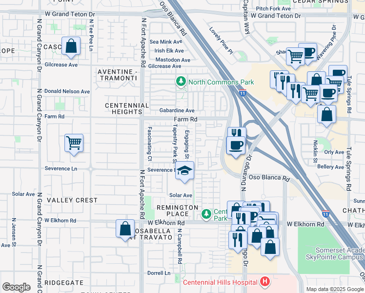 map of restaurants, bars, coffee shops, grocery stores, and more near 9032 Retro Court in Las Vegas