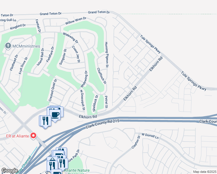 map of restaurants, bars, coffee shops, grocery stores, and more near 7460 Chaffinch Street in North Las Vegas