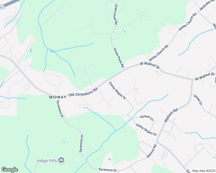 map of restaurants, bars, coffee shops, grocery stores, and more near 3805 Old Jonesboro Road in Jonesborough