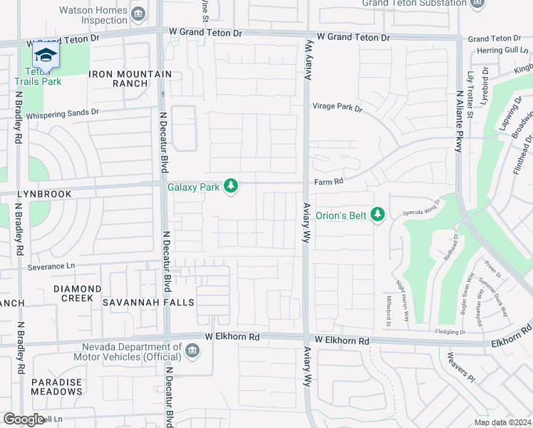 map of restaurants, bars, coffee shops, grocery stores, and more near 7477 Garnet Moon Street in North Las Vegas